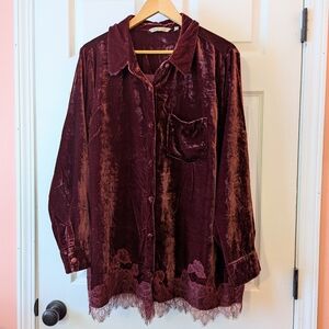 Soft Surroundings Velvet Tunic in Rich Burgundy (2X)